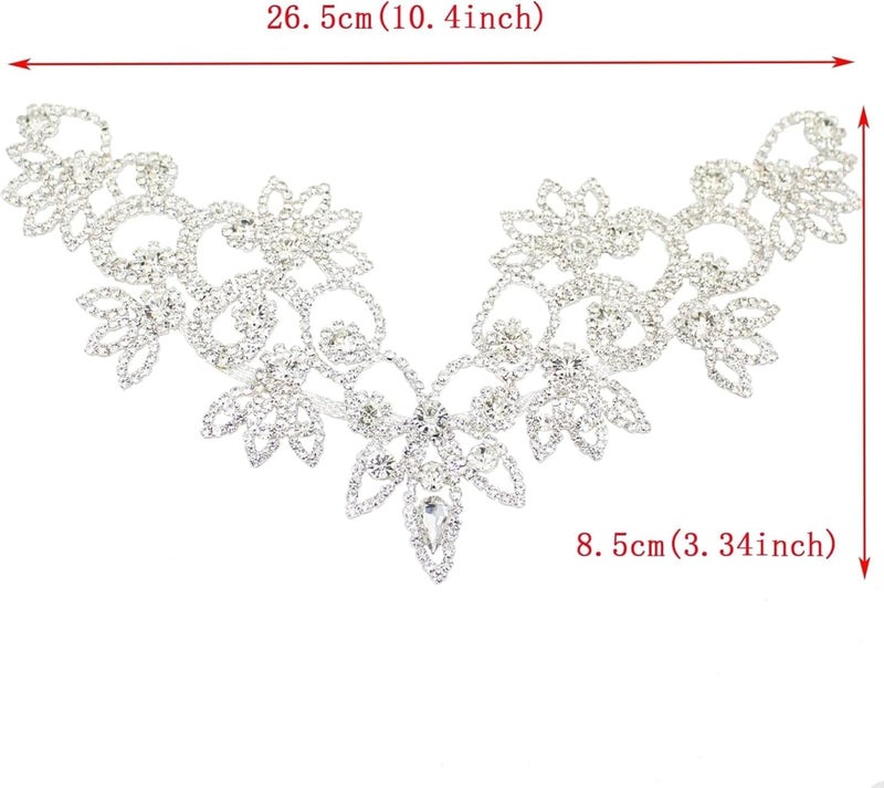 PEARLY JUN Rhinestone Applique Crystal Applique for Hand Sewing Craft Projects DIY Wedding Clothes Shoes Hats Bags (YL012-silver) - Image 2